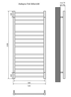 Водяной полотенцесушитель Aquatek Либерти AQ RR1610BL П16 50x110см чёрный муар